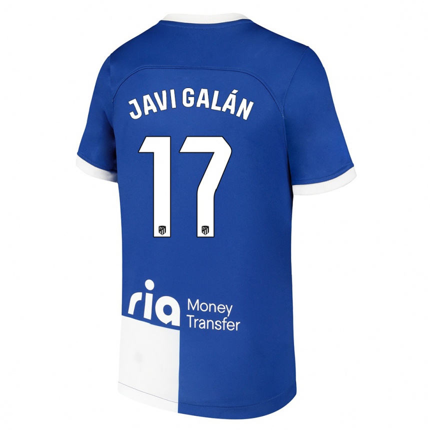 Kids  Javi Galán #17 Blue White Away Jersey 2023/24 T-Shirt Canada