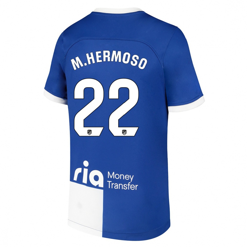 Kids Mario Hermoso #22 Blue White Away Jersey 2023/24 T-Shirt Canada