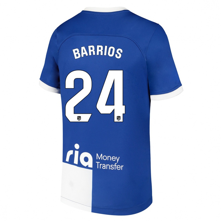 Kids Pablo Barrios #24 Blue White Away Jersey 2023/24 T-Shirt Canada