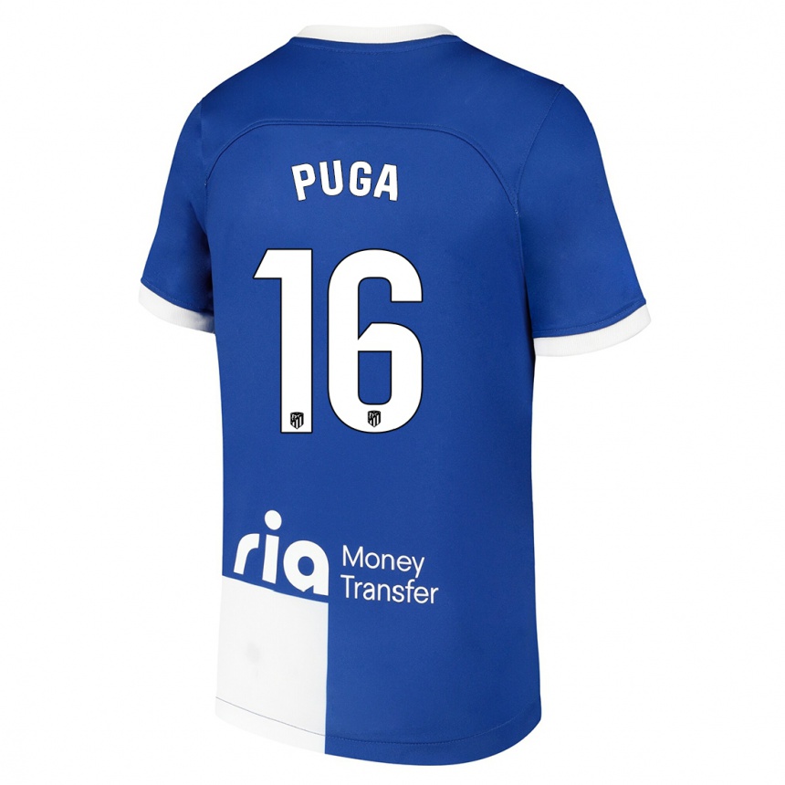 Kids Carlos Puga #16 Blue White Away Jersey 2023/24 T-Shirt Canada