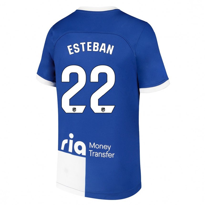 Kids  Paco Esteban #22 Blue White Away Jersey 2023/24 T-Shirt Canada