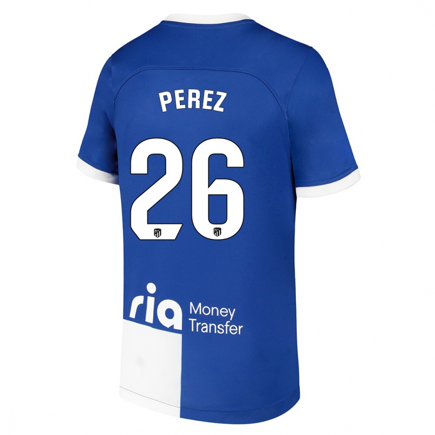 Kids  Xenia Perez #26 Blue White Away Jersey 2023/24 T-Shirt Canada