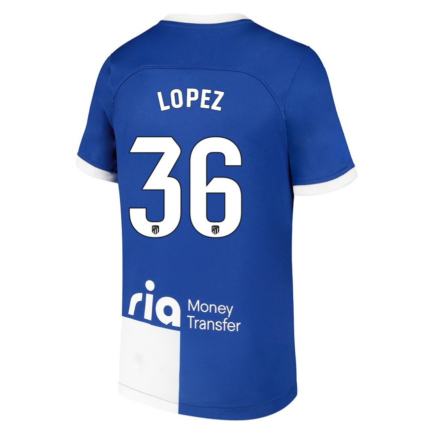 Enfant Football Maillot David Lopez #36 Bleu Blanc Tenues Extérieur 2023/24 Canada