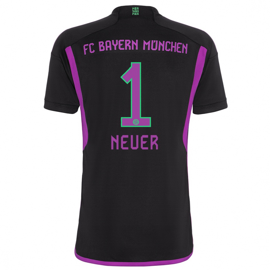 Enfant Football Maillot Manuel Neuer #1 Noir Tenues Extérieur 2023/24 Canada