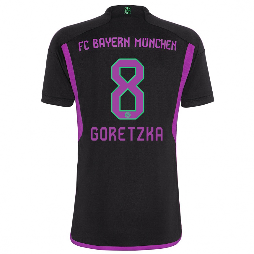 Kids Leon Goretzka #8 Black Away Jersey 2023/24 T-Shirt Canada