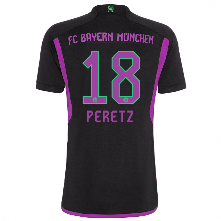 Kids Daniel Peretz #18 Black Away Jersey 2023/24 T-Shirt Canada