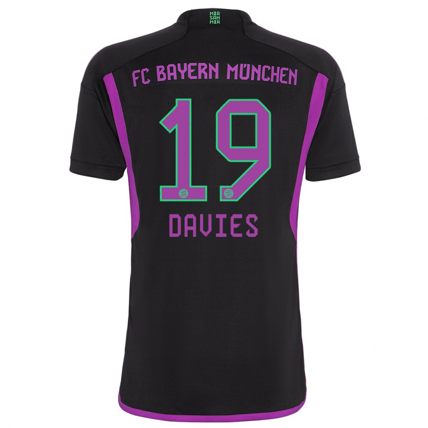 Enfant Football Maillot Alphonso Davies #19 Noir Tenues Extérieur 2023/24 Canada