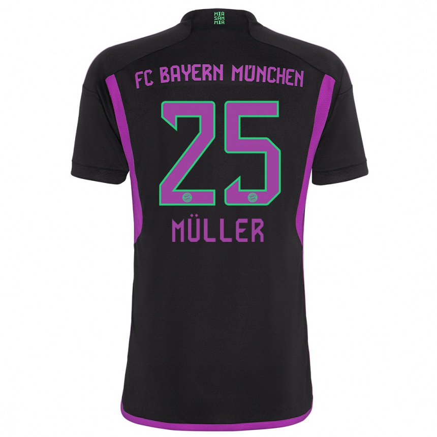 Kids  Thomas Muller #25 Black Away Jersey 2023/24 T-Shirt Canada