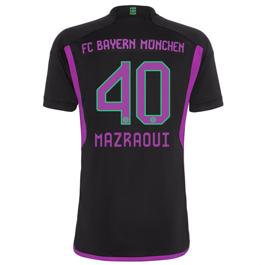 Kids  Noussair Mazraoui #40 Black Away Jersey 2023/24 T-Shirt Canada