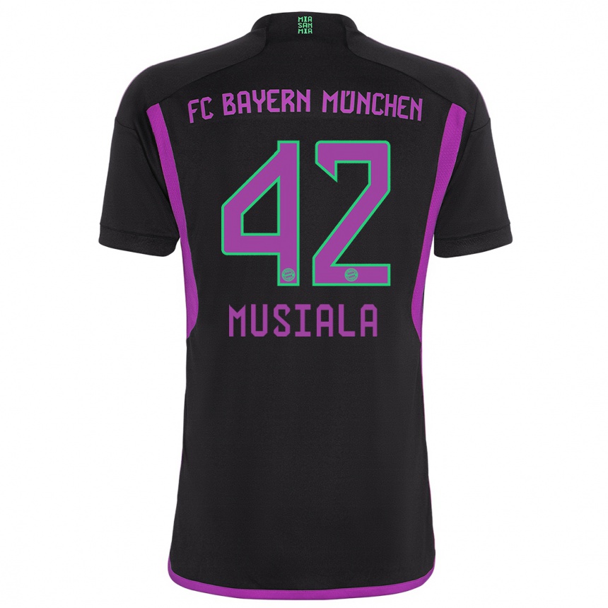 Kids  Jamal Musiala #42 Black Away Jersey 2023/24 T-Shirt Canada