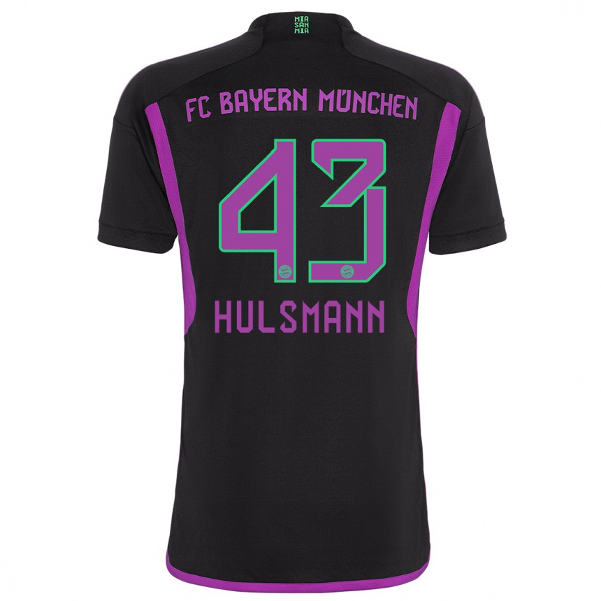 Kids  Tom Hulsmann #43 Black Away Jersey 2023/24 T-Shirt Canada