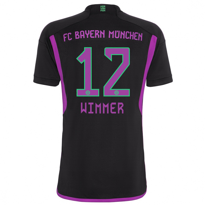 Kids Benedikt Wimmer #12 Black Away Jersey 2023/24 T-Shirt Canada