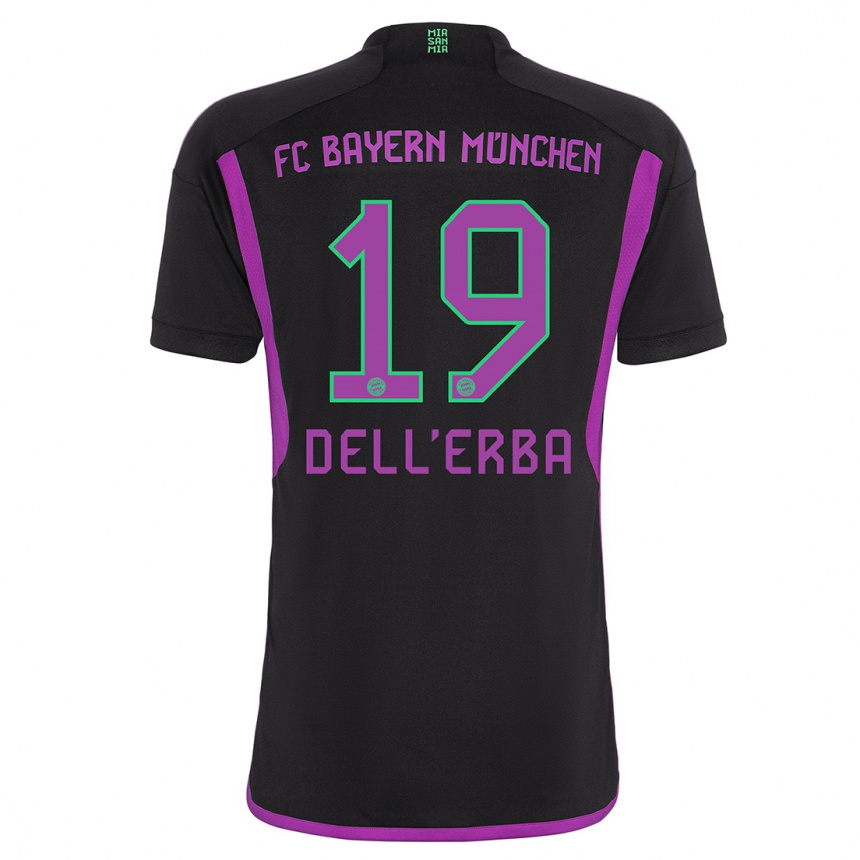 Kids Davide Dell'erba #19 Black Away Jersey 2023/24 T-Shirt Canada