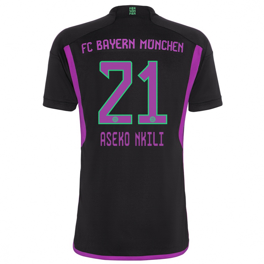 Enfant Football Maillot Noel Aseko Nkili #21 Noir Tenues Extérieur 2023/24 Canada