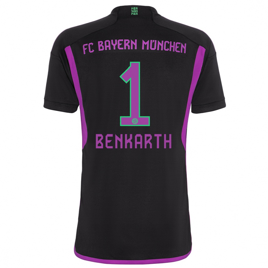 Kids  Laura Benkarth #1 Black Away Jersey 2023/24 T-Shirt Canada