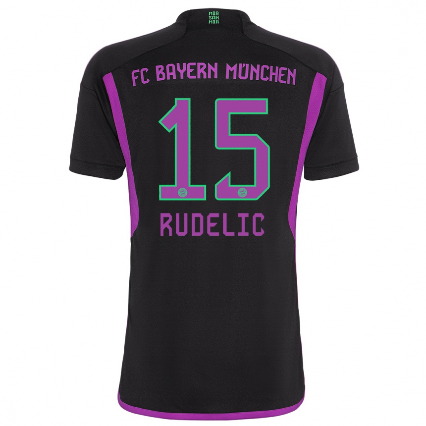 Kids Ivana Rudelic #15 Black Away Jersey 2023/24 T-Shirt Canada