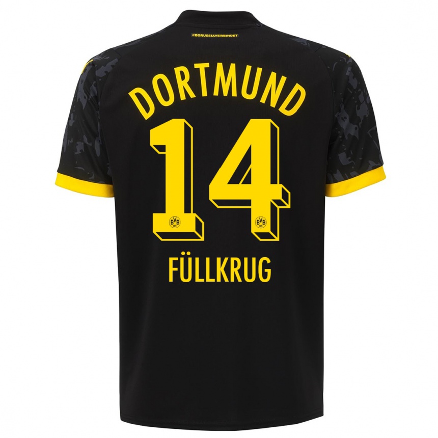 Kids  Niclas Füllkrug #14 Black Away Jersey 2023/24 T-Shirt Canada