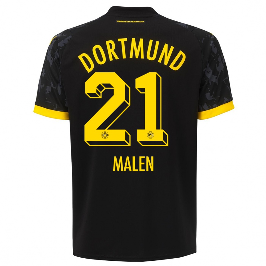 Kids  Donyell Malen #21 Black Away Jersey 2023/24 T-Shirt Canada