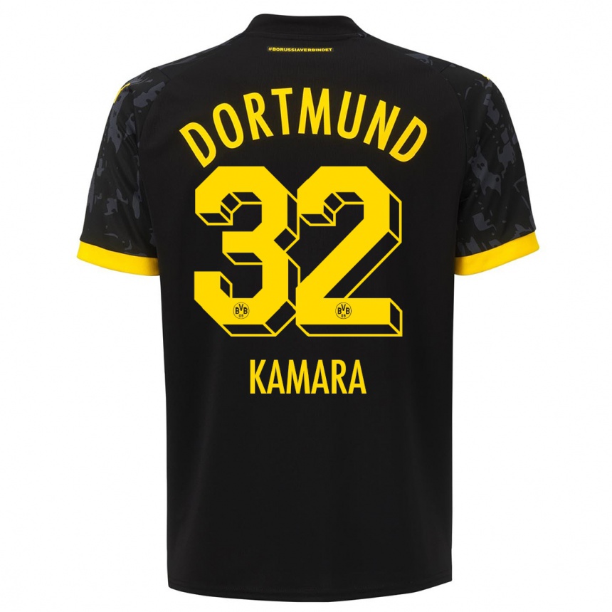 Kids  Abdoulaye Kamara #32 Black Away Jersey 2023/24 T-Shirt Canada