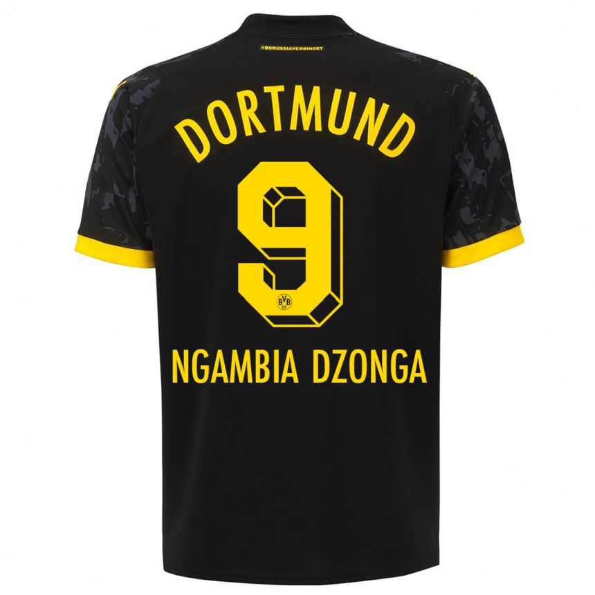 Kids Diego Ngambia Dzonga #9 Black Away Jersey 2023/24 T-Shirt Canada