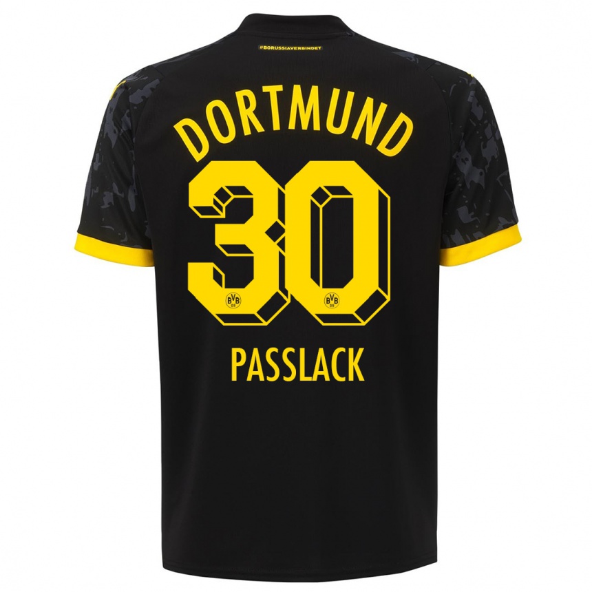 Kids Felix Passlack #30 Black Away Jersey 2023/24 T-Shirt Canada