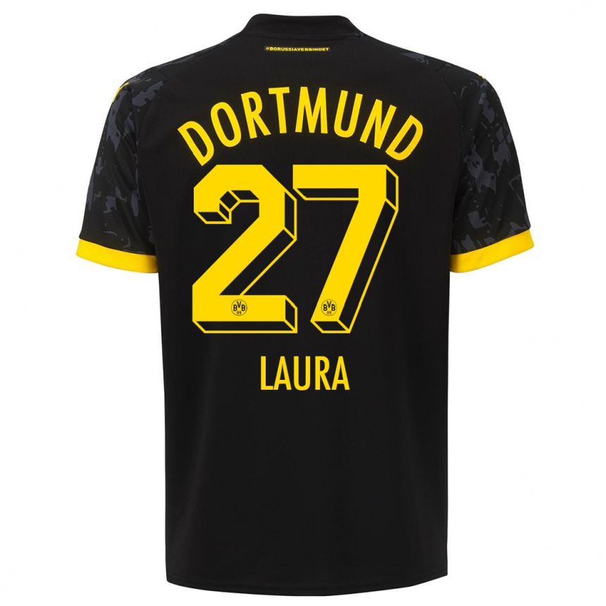 Enfant Football Maillot Van Der Heijden Laura #27 Noir Tenues Extérieur 2023/24 Canada