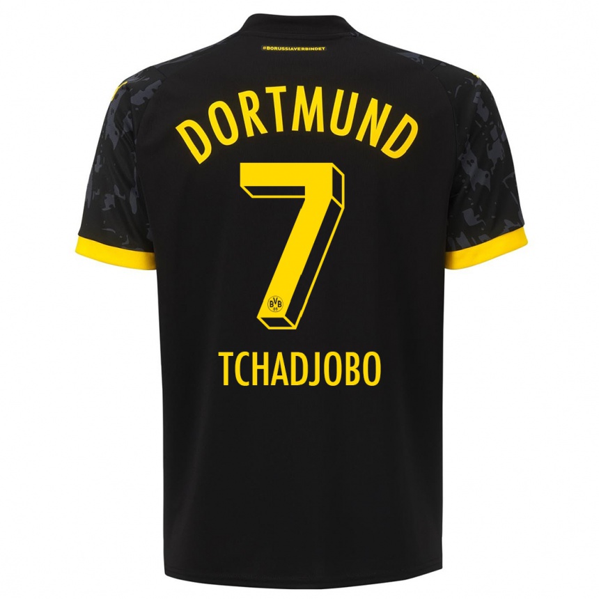 Kids  Dia Tchadjobo #7 Black Away Jersey 2023/24 T-Shirt Canada