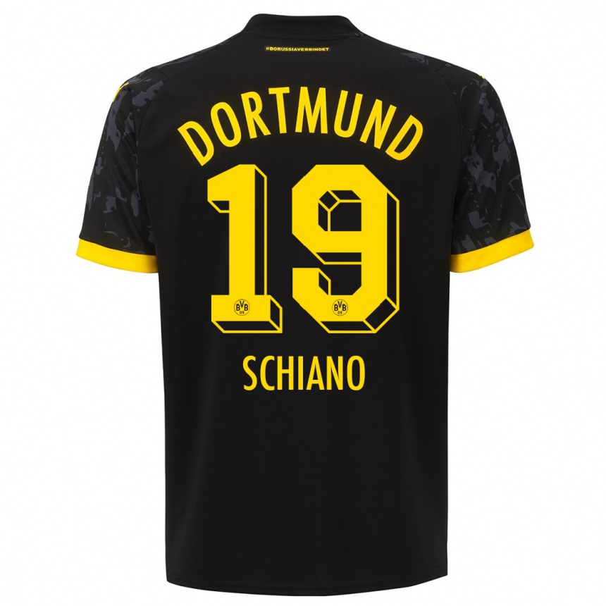 Kids  Emilio Schiano #19 Black Away Jersey 2023/24 T-Shirt Canada