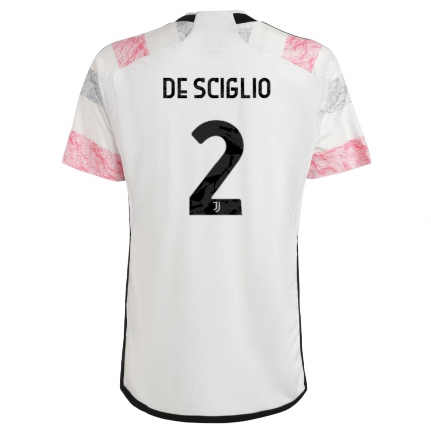 Kids  Mattia De Sciglio #2 White Pink Away Jersey 2023/24 T-Shirt Canada