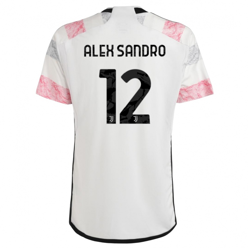 Kids  Alex Sandro #12 White Pink Away Jersey 2023/24 T-Shirt Canada