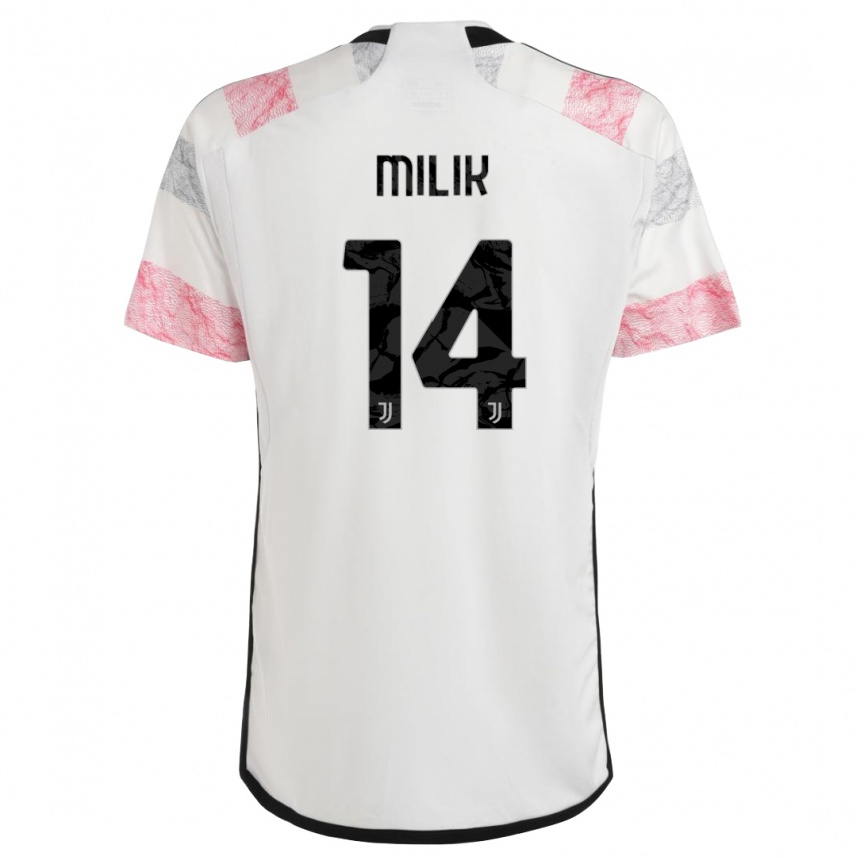 Kids  Arkadiusz Milik #14 White Pink Away Jersey 2023/24 T-Shirt Canada