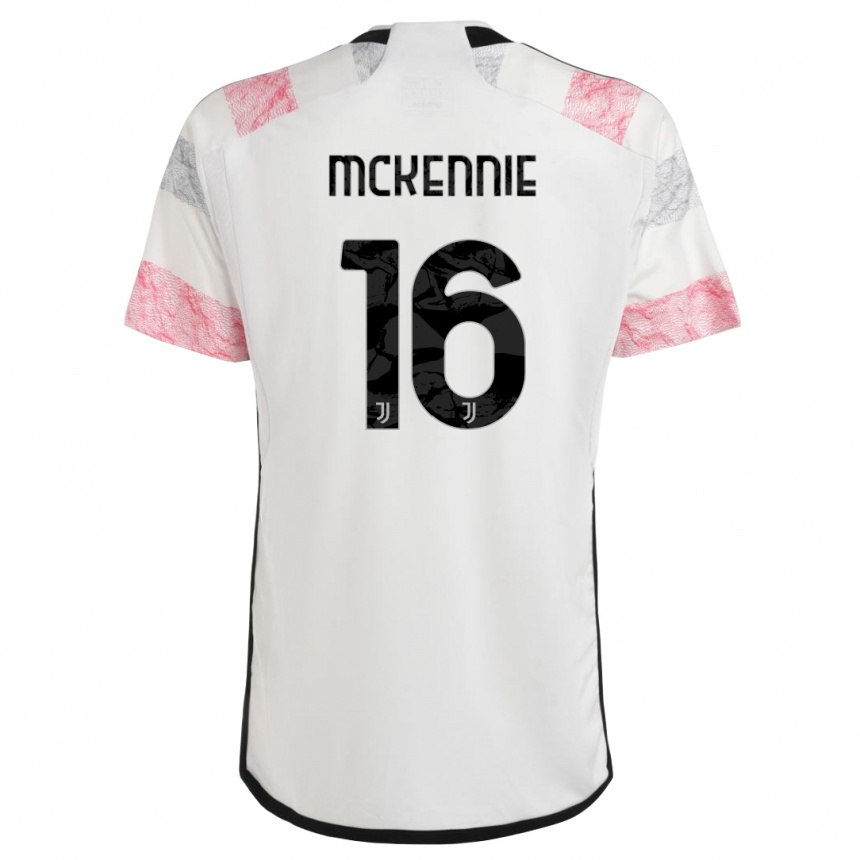 Kids  Weston Mckennie #16 White Pink Away Jersey 2023/24 T-Shirt Canada