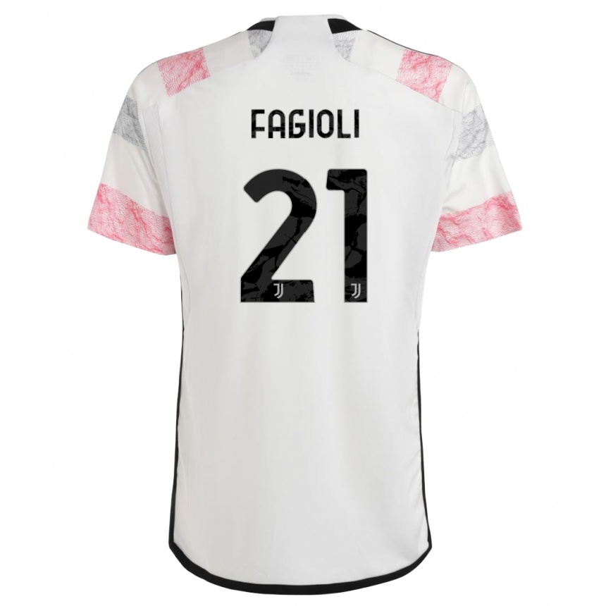 Kids Nicolo Fagioli #21 White Pink Away Jersey 2023/24 T-Shirt Canada