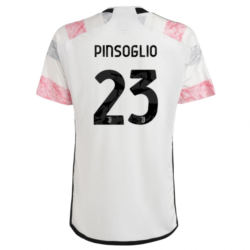 Kids Carlo Pinsoglio #23 White Pink Away Jersey 2023/24 T-Shirt Canada