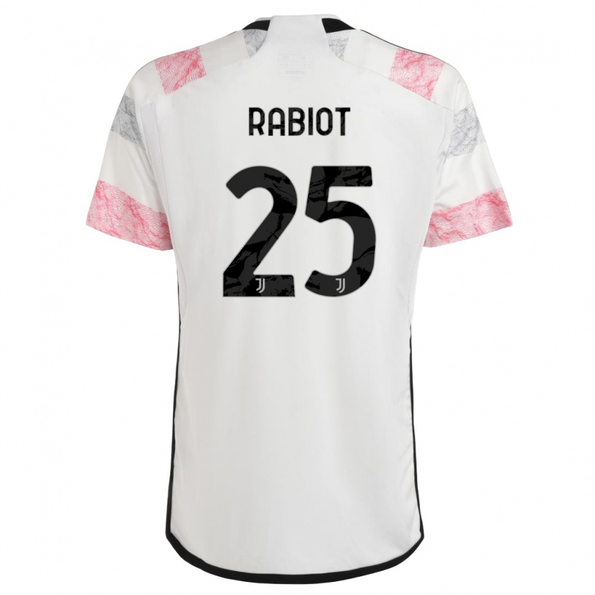 Kids Adrien Rabiot #25 White Pink Away Jersey 2023/24 T-Shirt Canada