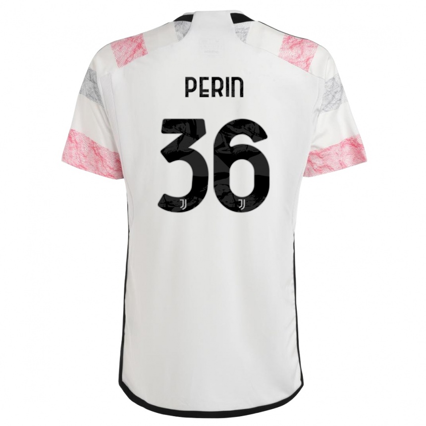 Kids Mattia Perin #36 White Pink Away Jersey 2023/24 T-Shirt Canada