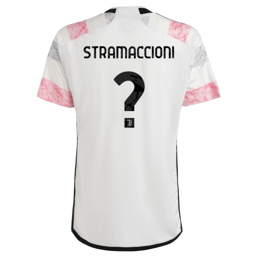 Kids Diego Stramaccioni #0 White Pink Away Jersey 2023/24 T-Shirt Canada