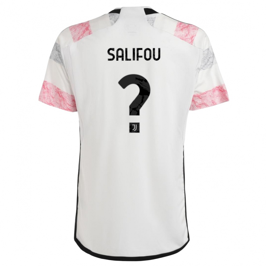 Kids  Dikeni Salifou #0 White Pink Away Jersey 2023/24 T-Shirt Canada