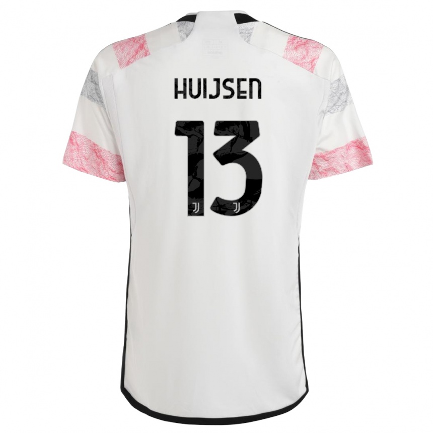 Kids Dean Huijsen #13 White Pink Away Jersey 2023/24 T-Shirt Canada