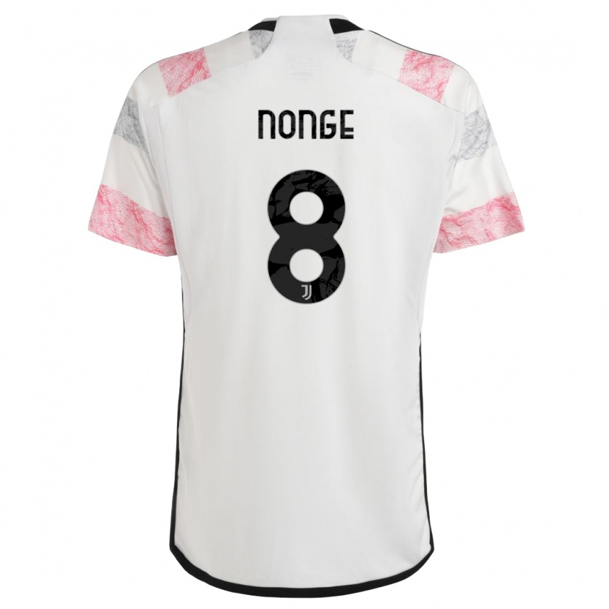 Kids  Joseph Nonge #8 White Pink Away Jersey 2023/24 T-Shirt Canada