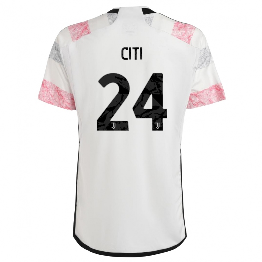 Kids Alessandro Citi #24 White Pink Away Jersey 2023/24 T-Shirt Canada