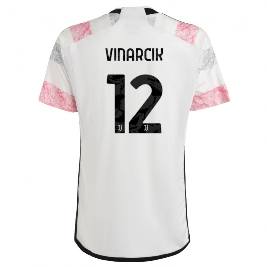 Kids Jakub Vinarcik #12 White Pink Away Jersey 2023/24 T-Shirt Canada