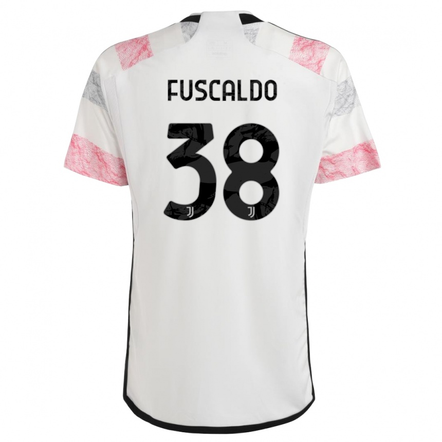 Kids Matteo Fuscaldo #38 White Pink Away Jersey 2023/24 T-Shirt Canada