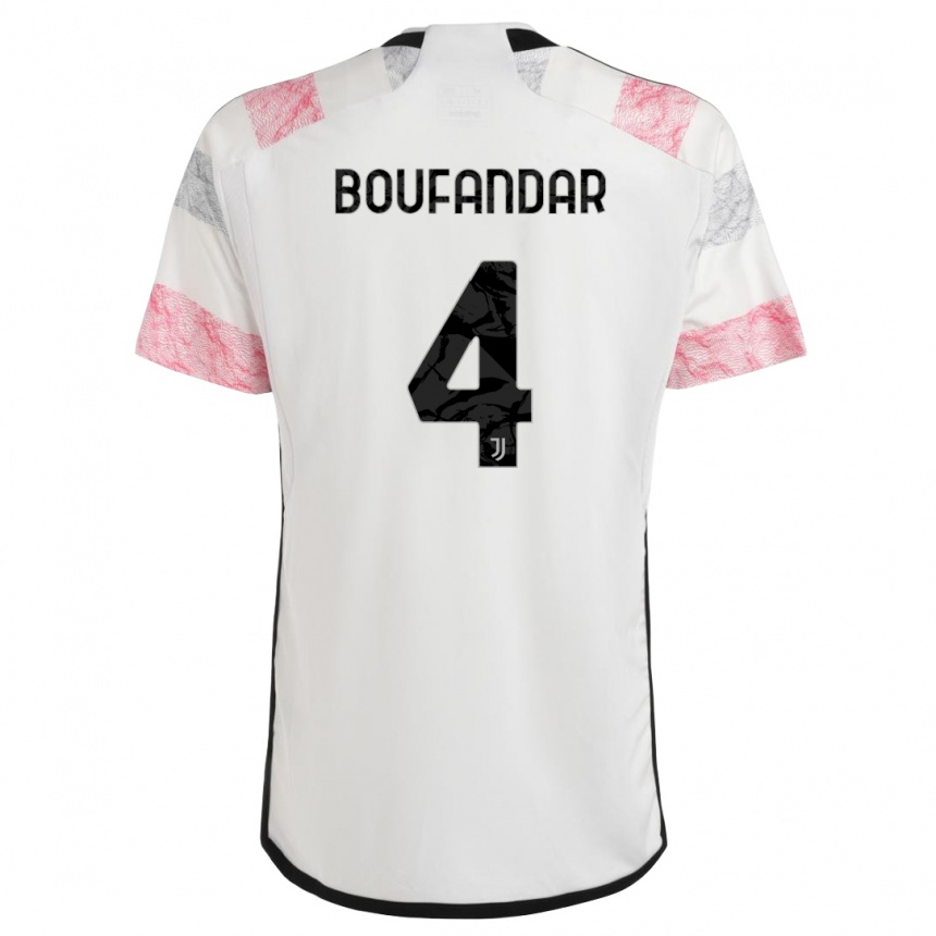 Kids Adam Boufandar #4 White Pink Away Jersey 2023/24 T-Shirt Canada