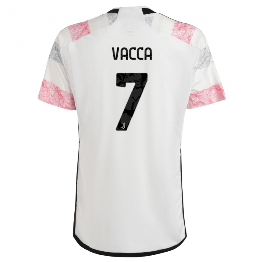 Kids Alessio Vacca #7 White Pink Away Jersey 2023/24 T-Shirt Canada