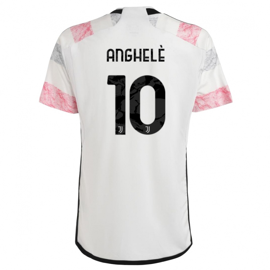 Kids  Lorenzo Anghelè #10 White Pink Away Jersey 2023/24 T-Shirt Canada