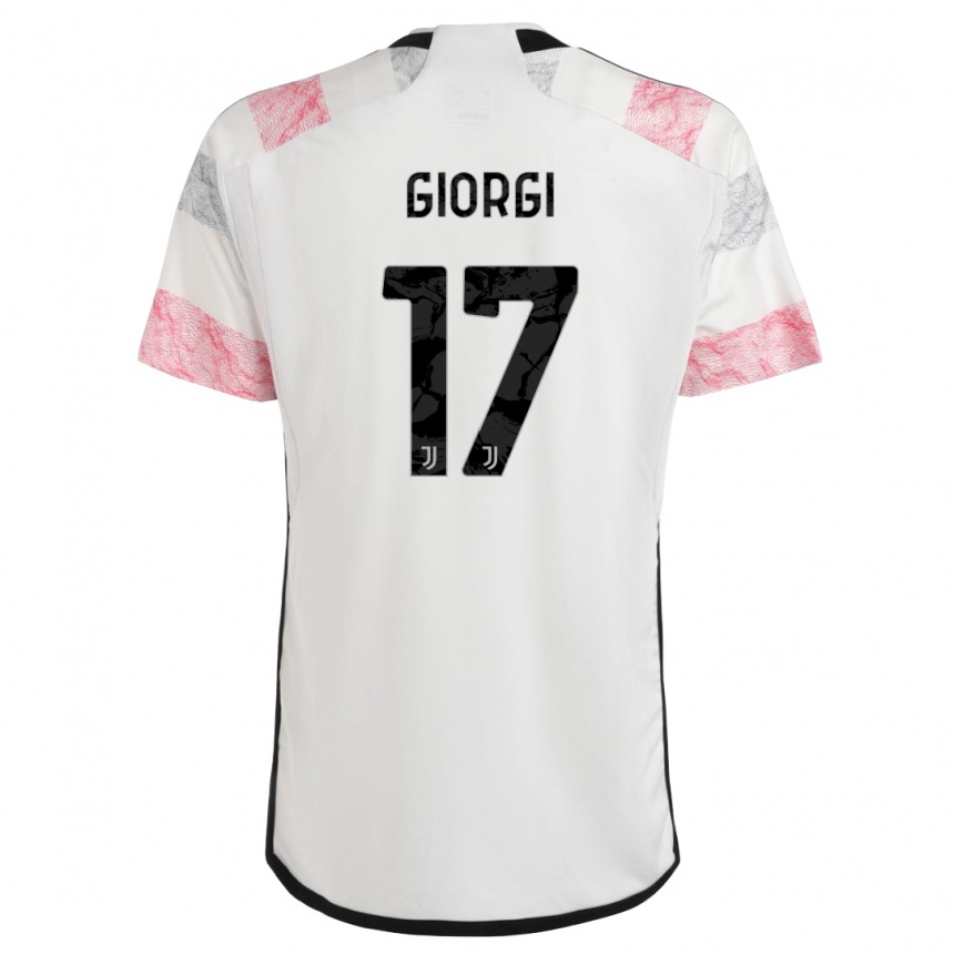 Kids  Lorenzo Giorgi #17 White Pink Away Jersey 2023/24 T-Shirt Canada