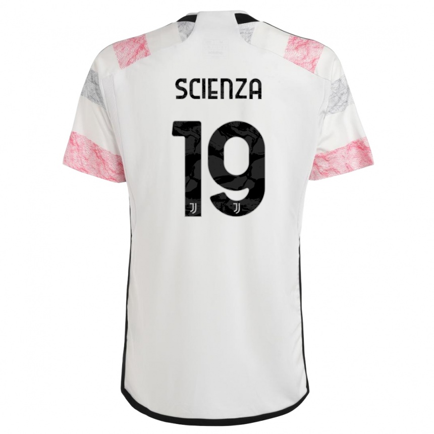 Kids Michele Scienza #19 White Pink Away Jersey 2023/24 T-Shirt Canada