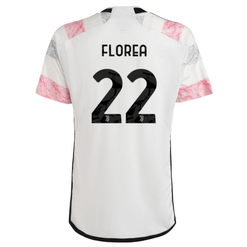 Kids  Andrei Florea #22 White Pink Away Jersey 2023/24 T-Shirt Canada