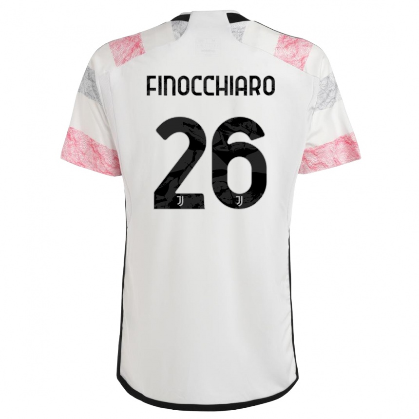 Kids Gabriele Finocchiaro #26 White Pink Away Jersey 2023/24 T-Shirt Canada